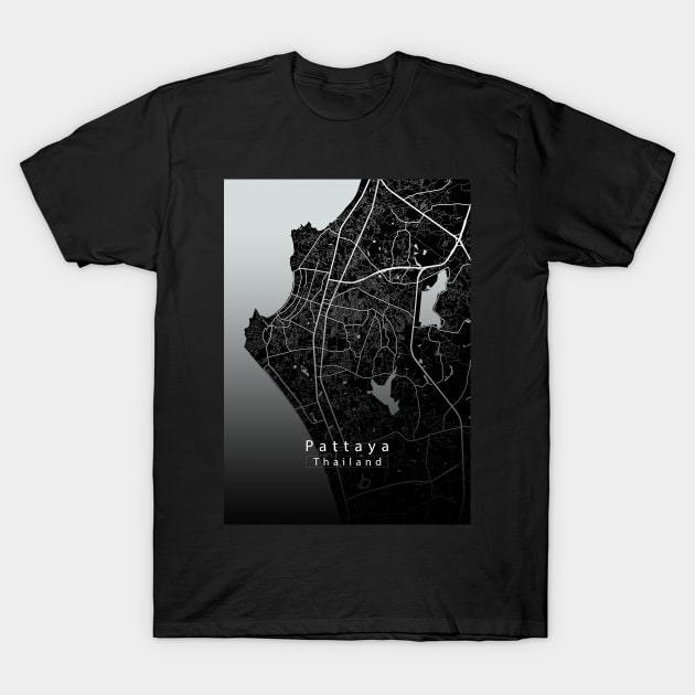 pattaya Thailand City Map dark T-Shirt by Robin-Niemczyk